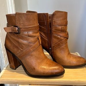Vince Camuto Distressed Camel Booties